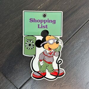 Vtg Disney Mickey Mouse Refrigerator Magnet Shopping List Green 90s Retro Decor